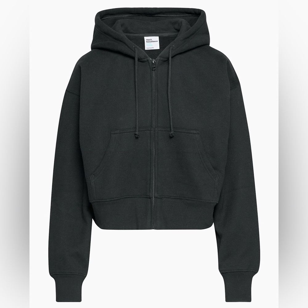 TNA Black Cropped Zip-Up Hoodie
